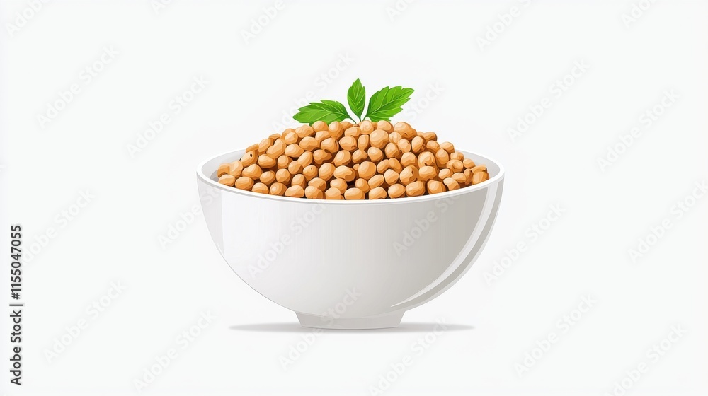 Fresh Organic Chickpeas in a White Ceramic Bowl with Herbs Fresh Organic Chickpeas in a White Ceramic Bowl with Herbs