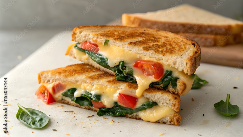 Grilled Cheese Sandwich with Spinach and Cherry Tomatoes Grilled Cheese Sandwich with Spinach and Cherry Tomatoes
