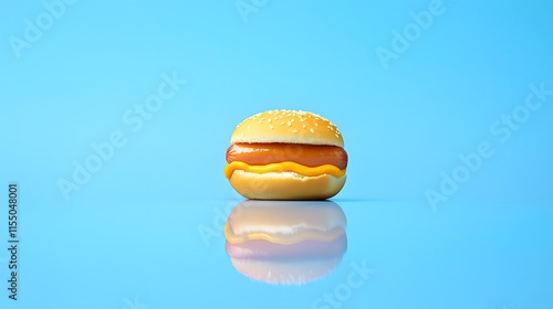 A Single Hot Dog Bun With Mustard photo