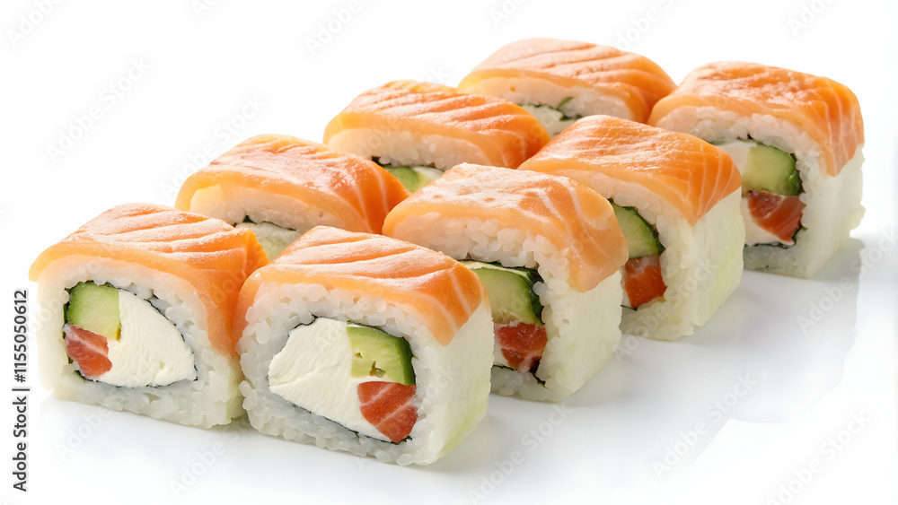 Sushi Roll with Salmon Avocado and Cream Cheese Sushi Roll with Salmon Avocado and Cream Cheese
