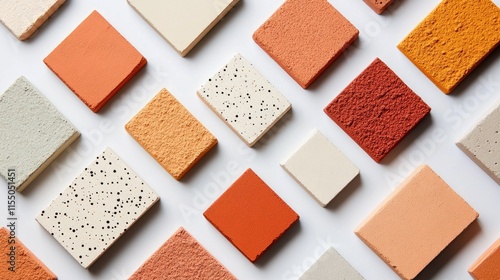 Wallpaper Mural Textured Colorful Tiles in Various Shapes and Shades on White Surface Torontodigital.ca