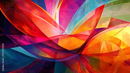 Vibrant abstract art featuring swirling colorful shapes textures with visual symphony of hues.