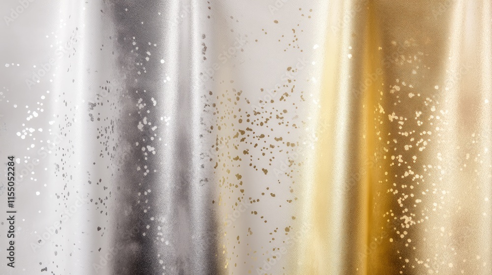 Sparkling Metallic Drapes in Silver, Gold, and White Tones Sparkling Metallic Drapes in Silver, Gold, and White Tones