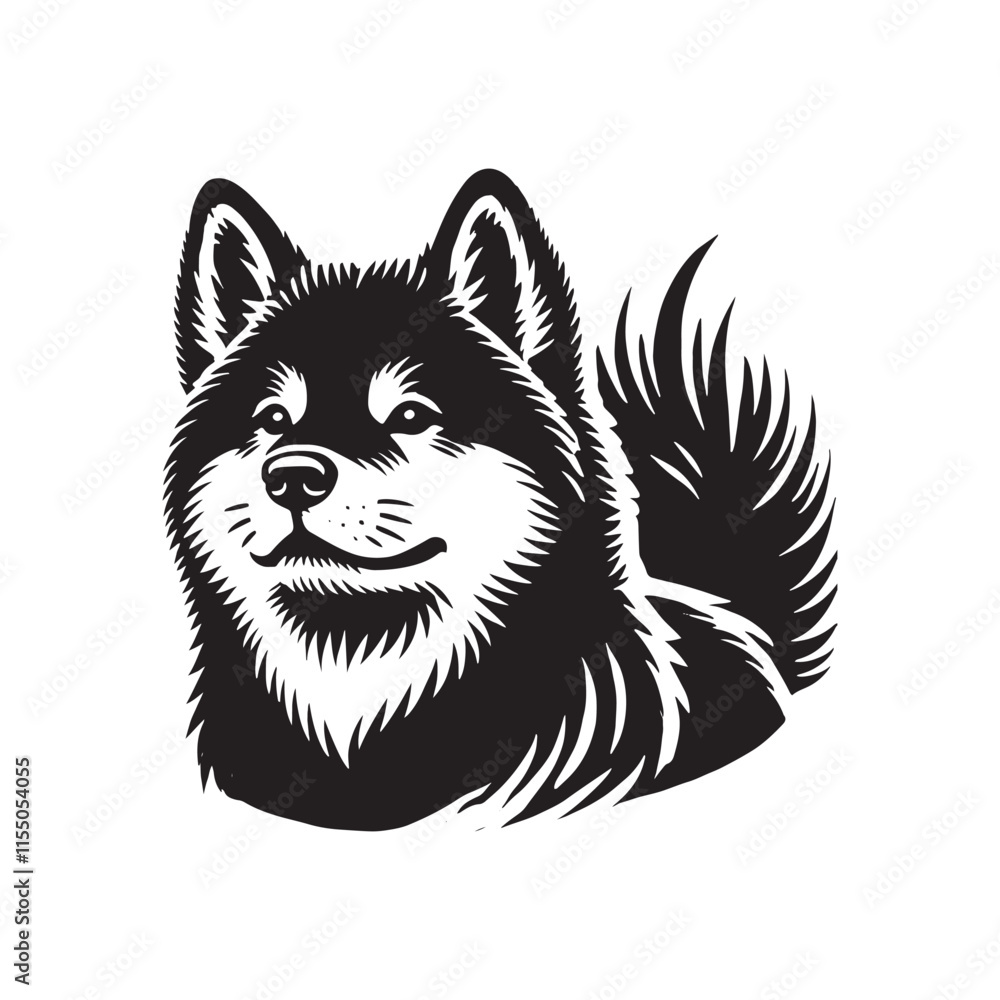 Akita Inu Silhouette - Akita Inu Vector - illustration of dog. Akita Inu Silhouette - Akita Inu Vector - illustration of dog.