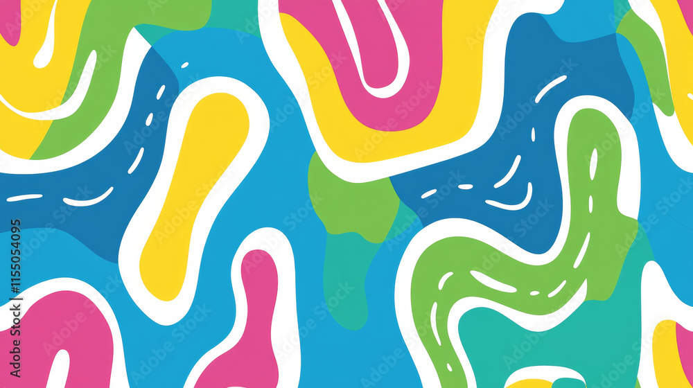 Obraz premium Colorful abstract shapes create vibrant and playful background design