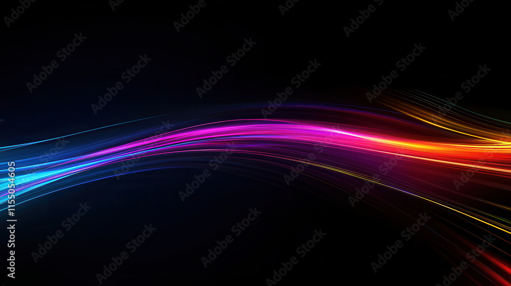 Abstract background with speed motion blur light trails on dark blue, red, and orange color Abstract background with speed motion blur light trails on dark blue, red, and orange color