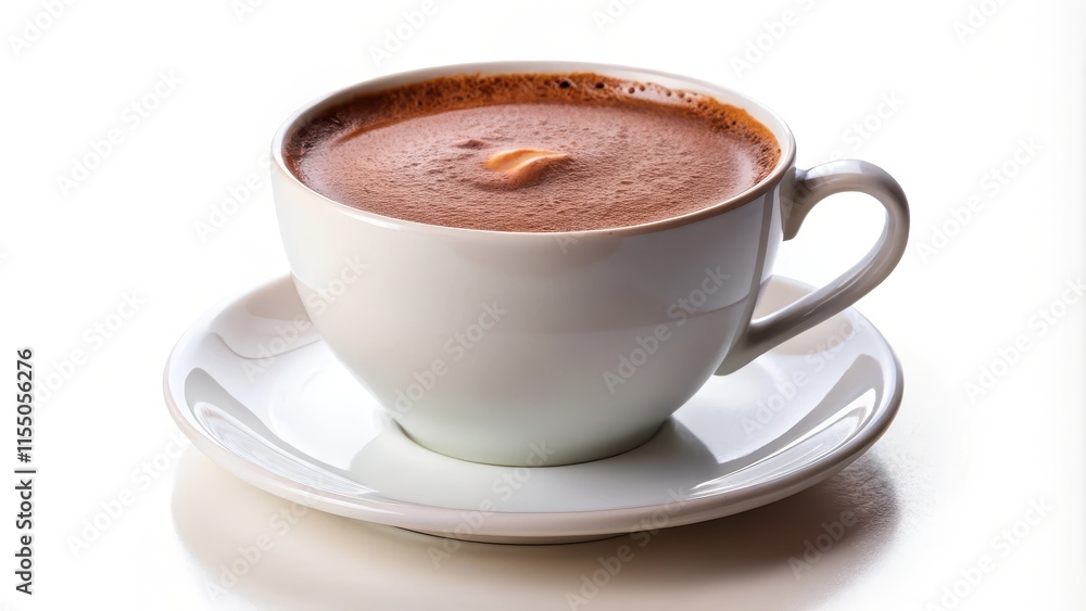 Obraz premium Hot chocolate in a coffee cup isolated on white background, hot chocolate, coffee cup, drink, beverage, mug, isolated