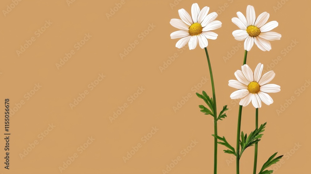 Naklejka premium Vibrant White Daisy Flowers Blossoming in Natural Garden Meadow