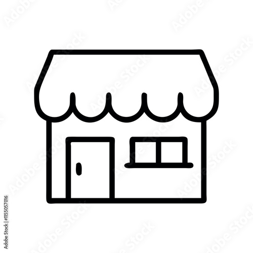 Simple Outline of a Shop Front. Store icon simple line vector. Editable stroke. Store icon vector illustration logo. Isolated on white background.