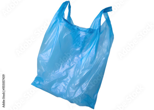 single empty blue plastic bag isolated on a transp.png