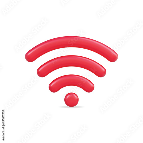 3d vector icon of a red wifi signal, illustrating connectivity and wireless technology