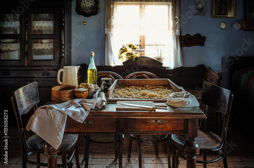 old kitchen, homemade pasta, country cottage, village, rural life, farm