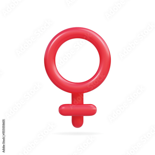 3d vector icon of a red female symbol, representing women's empowerment and gender equality