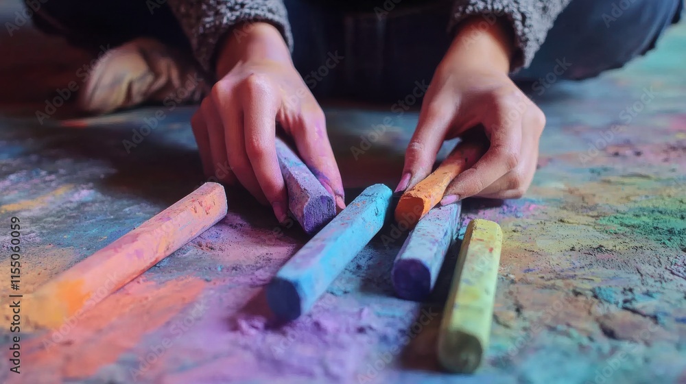 Creative Art Therapy Session with Pastels in Studio Creative Art Therapy Session with Pastels in Studio