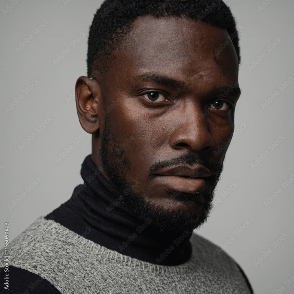 A plain black turtleneck with a simple white background.