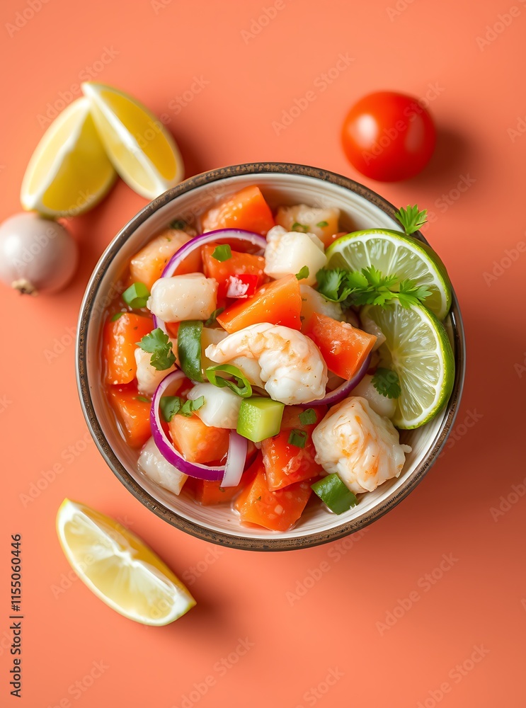 Ceviche, a Peruvian dish, features raw fish marinated in citrus juice with onions, cilantro, and chili peppers Ceviche, a Peruvian dish, features raw fish marinated in citrus juice with onions, cilantro, and chili peppers