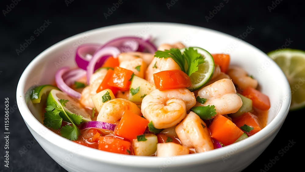 Ceviche, a Peruvian dish, features raw fish marinated in citrus juice with onions, cilantro, and chili peppers Ceviche, a Peruvian dish, features raw fish marinated in citrus juice with onions, cilantro, and chili peppers