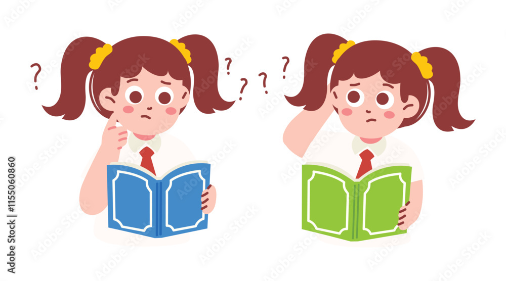 Female Elementary Student are Confused Thinking Female Elementary Student are Confused Thinking