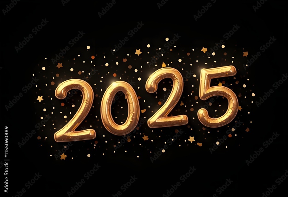 Metallic gold balloons numbers on black background. Premium design for new year celebration.
Metallic gold balloons numbers on black background. Premium design for new year celebration.