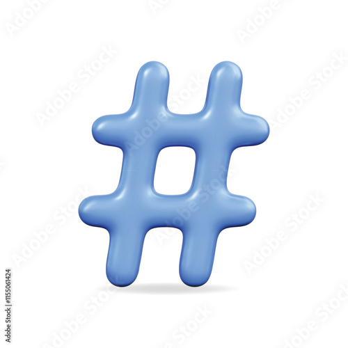 3d vector icon of a blue hashtag symbol, representing social media and connectivity