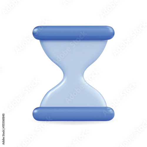 3d vector icon of hourglass in blue and white, symbolizing time and waiting