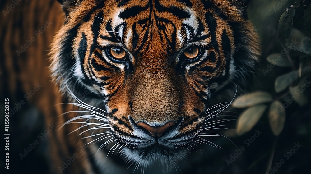 Fototapeta premium Close up of a Sumatran Tiger. Wildlife, predator, nature, conservation.