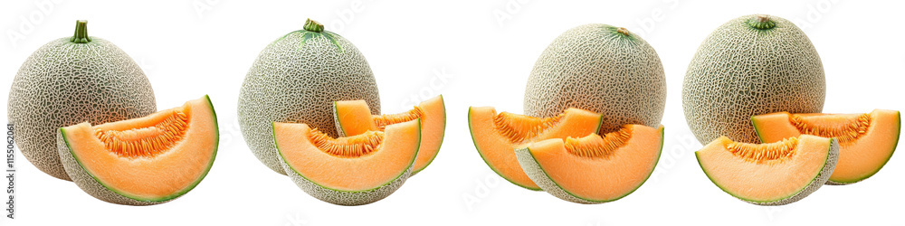 Cantaloupe isolated on white background. Collection Set Png. Cantaloupe isolated on white background. Collection Set Png.