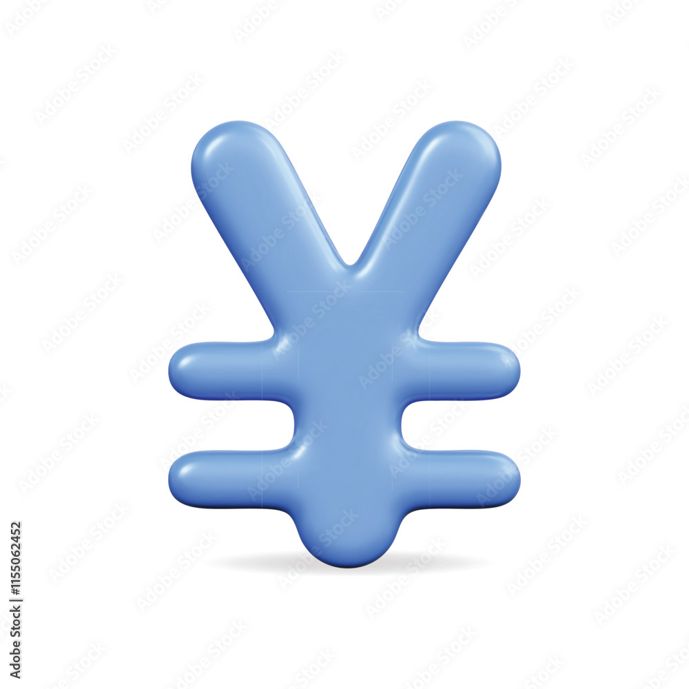 Obraz premium 3d vector icon of a blue yen symbol, representing currency and finance