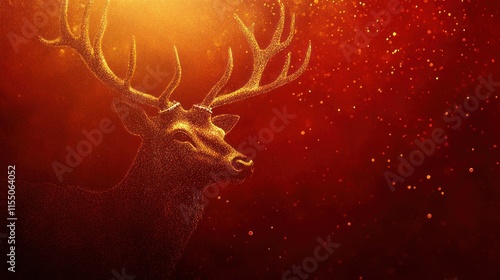 Majestic Golden Stag in Festive Red photo