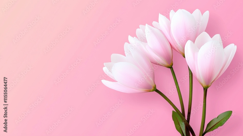Obraz premium Delicate Pink Flowers Blooming in Spring Botanical Garden with Soft Pastel Backdrop