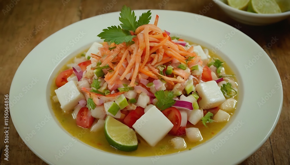 Ceviche, a Peruvian dish, features raw fish marinated in citrus juice with onions, cilantro, and chili peppers Ceviche, a Peruvian dish, features raw fish marinated in citrus juice with onions, cilantro, and chili peppers