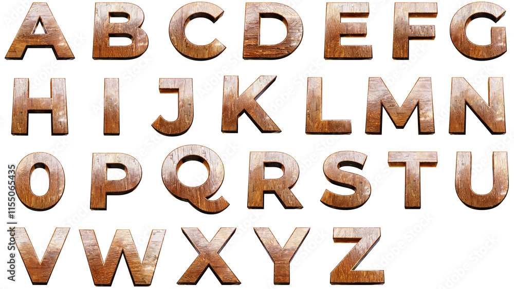 Capital letters in wood style, for design posters Capital letters in wood style, for design posters