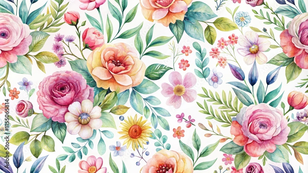 custom made wallpaper toronto digitalWatercolor Floral Pattern , floral design, floral wallpaper, floral design, floral wallpaper