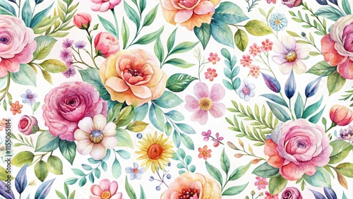 Wallpaper Mural Watercolor Floral Pattern , floral design, floral wallpaper,  floral design, floral wallpaper Torontodigital.ca