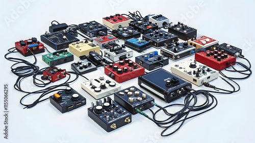 A Collection Of Various Electronic Music Effects Pedals photo