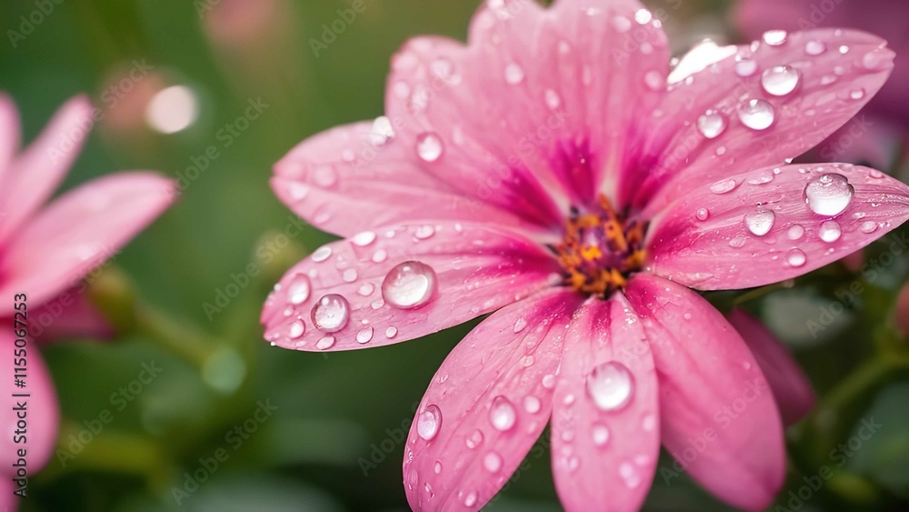 pink flowers that are in some water in a vase under a window sill with raindrops pink flowers that are in some water in a vase under a window sill with raindrops