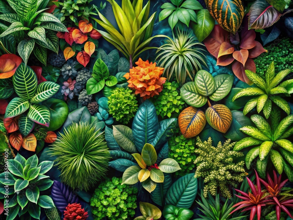 Fototapeta premium Aerial View Flat Lay Plant Illustrations: Tree, Leaf, Nature Photography Set