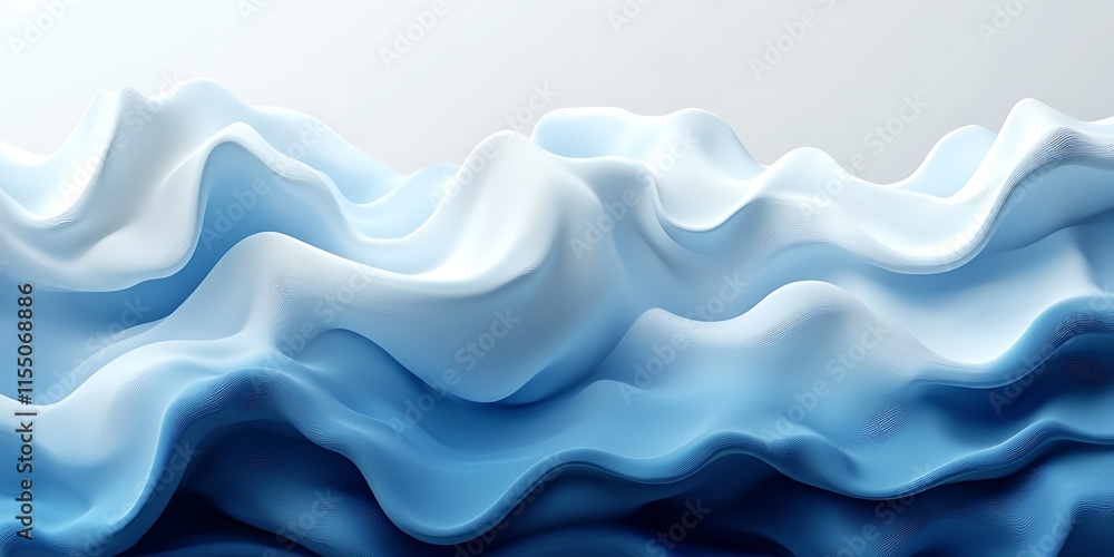 Fototapeta premium Abstract blue and white wavy background. (1)