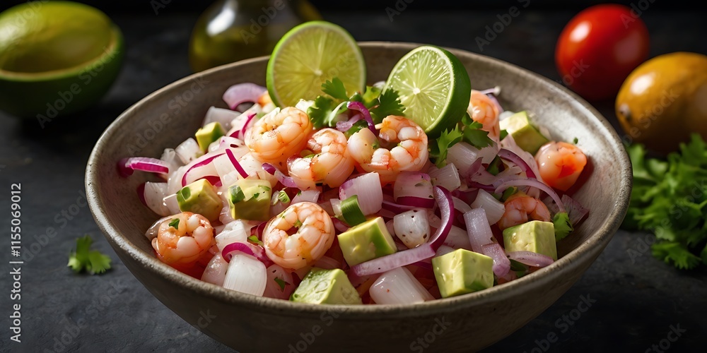 Ceviche, a Peruvian dish, features raw fish marinated in citrus juice with onions, cilantro, and chili peppers Ceviche, a Peruvian dish, features raw fish marinated in citrus juice with onions, cilantro, and chili peppers