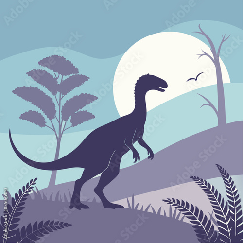 dinosaur silhouette vector illustration background