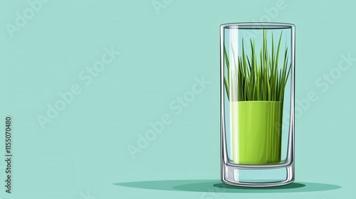 Wallpaper Mural Lush Green Grass Growing in Transparent Glass Container on Minimalist Backdrop Torontodigital.ca