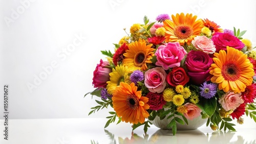 Wallpaper Mural Vibrant floral arrangement on a plain white background, flowers, paper Torontodigital.ca