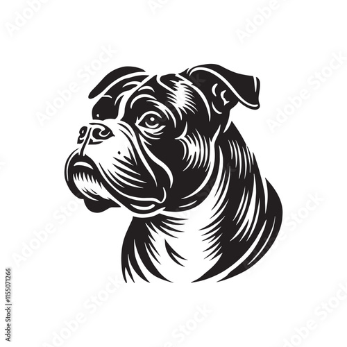 Wallpaper Mural American Bull Dog  Silhouette - Minimalist American Bulldog Vector - dog illustration. Torontodigital.ca