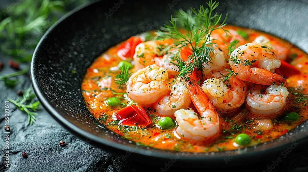 Tom Yum Kung Thai hot spicy soup shrimp with lemon grass,lemon,galangal and chilli on wooden background Thailand Food Tom Yum Kung Thai hot spicy soup shrimp with lemon grass,lemon,galangal and chilli on wooden background Thailand Food