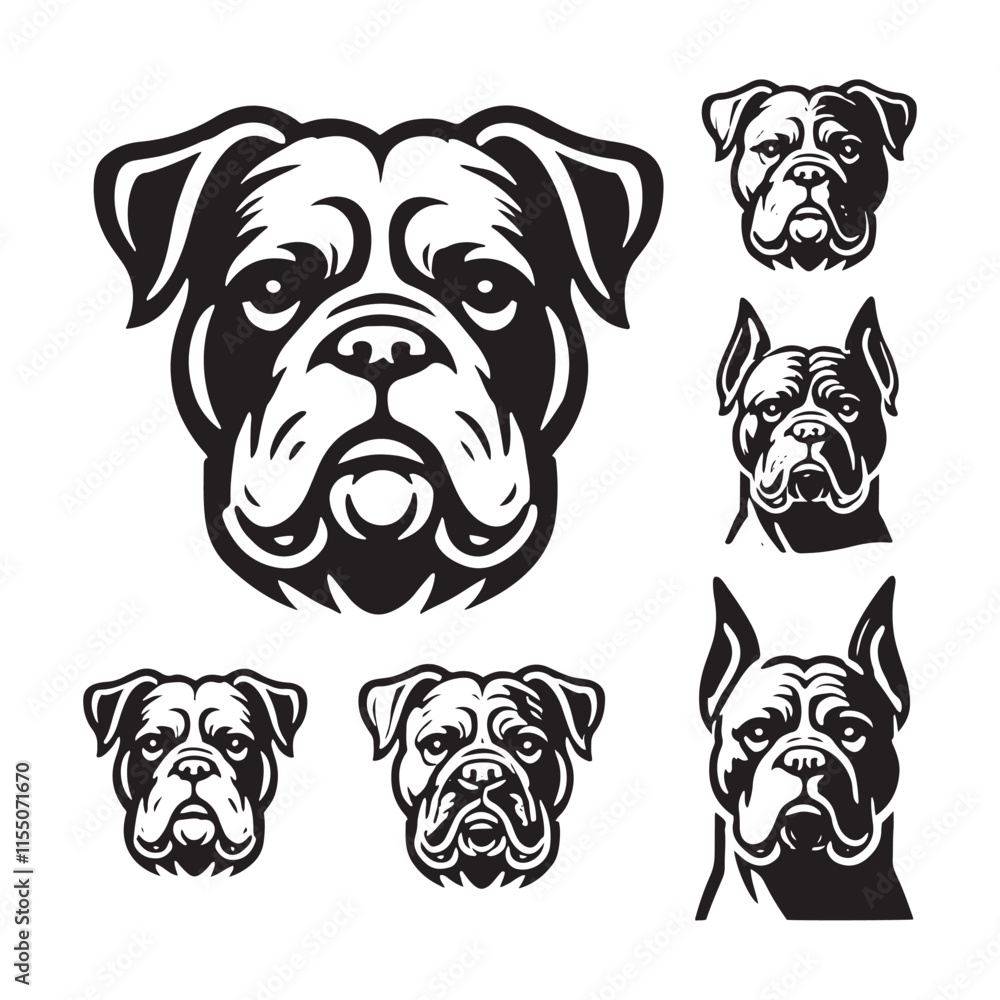American Bull Dog Silhouette - Minimalist American Bulldog Vector - dog illustration. American Bull Dog Silhouette - Minimalist American Bulldog Vector - dog illustration.