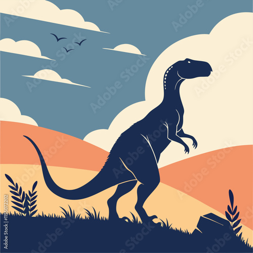 dinosaur silhouette vector illustration background