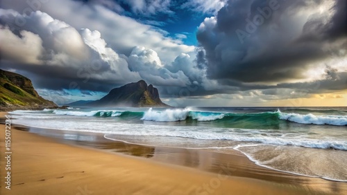 Cloudy day at S?o Vicente beach with waves crashing on the shore, beach, S?o Vicente, Portugal, ocean, waves, cloudy photo