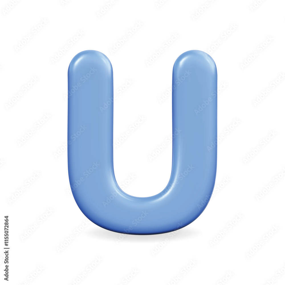 3d vector icon of a blue letter U, featuring a playful and modern design 3d vector icon of a blue letter U, featuring a playful and modern design