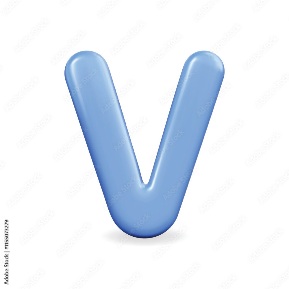 3d vector icon of a blue letter 'V', sleek and modern design, suitable for branding 3d vector icon of a blue letter 'V', sleek and modern design, suitable for branding