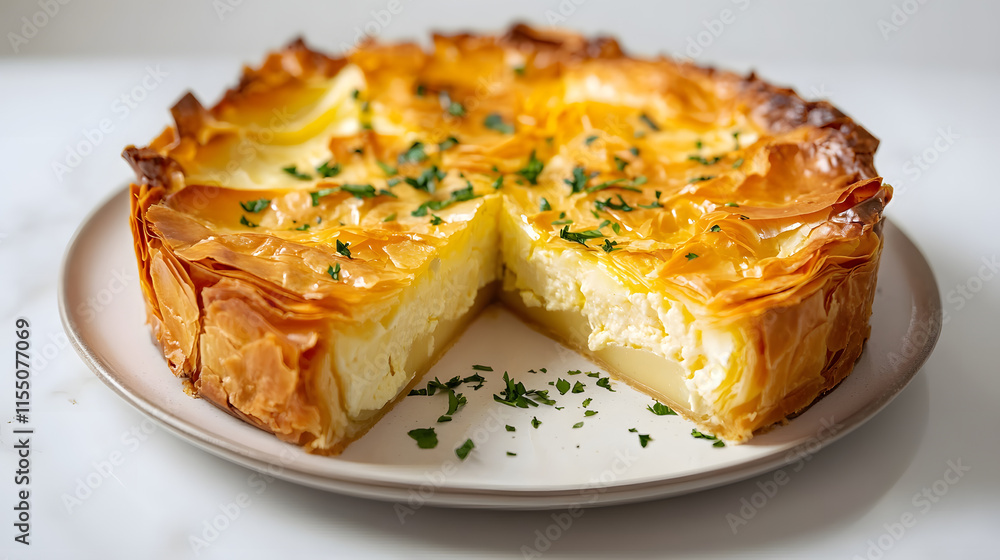 Delicious Montenegrin Cheese Pie with Golden Filo Pastry Slice Delicious Montenegrin Cheese Pie with Golden Filo Pastry Slice